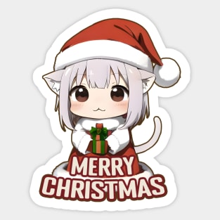 Anime Santa Cat Merry Christmas Sticker